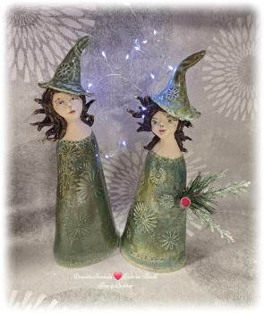 Keramik Skulptur Mädchen PerückenTanten